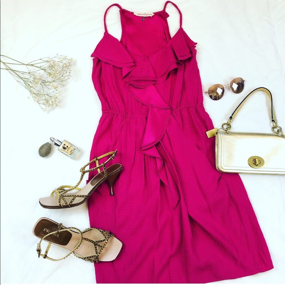 Rebecca Taylor silk summer dress fuchsia size 2